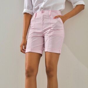 CHICO’S Cargo Shorts Convertible Poplin  Belt Loops Slight Soft Pink Stretch New